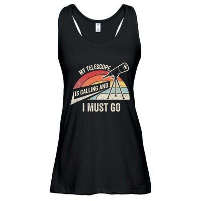 My Telescope Is Calling And I Must Go Astronomy Telescope Ladies Essential Flowy Tank