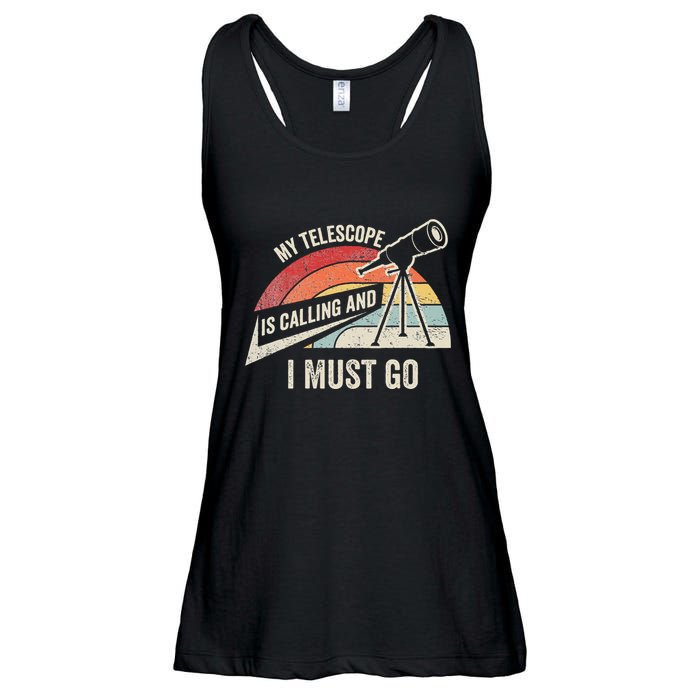 My Telescope Is Calling And I Must Go Astronomy Telescope Ladies Essential Flowy Tank