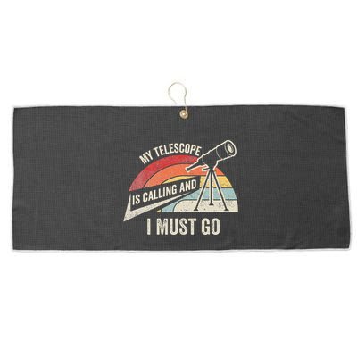 My Telescope Is Calling And I Must Go Astronomy Telescope Large Microfiber Waffle Golf Towel