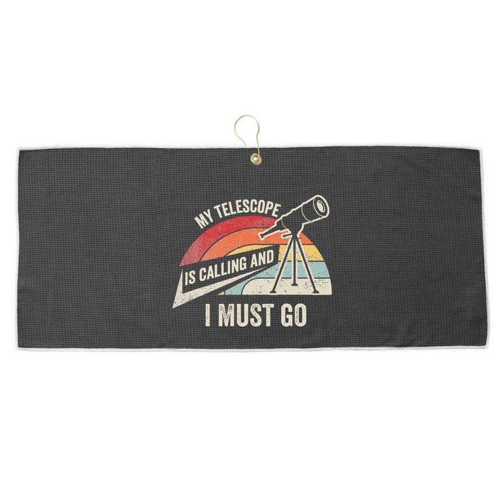 My Telescope Is Calling And I Must Go Astronomy Telescope Large Microfiber Waffle Golf Towel