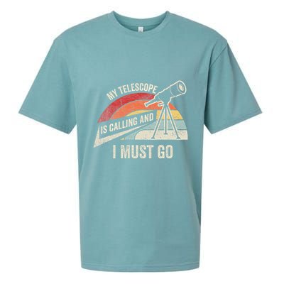 My Telescope Is Calling And I Must Go Astronomy Telescope Sueded Cloud Jersey T-Shirt