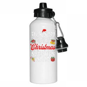 Matching This Is My ItS Too Hot For Ugly Christmas Sweaters Aluminum Water Bottle