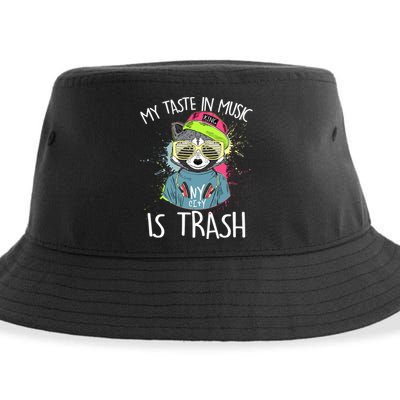 My Taste In Music Is Trash Hip Hop Hipster Raccoon Sustainable Bucket Hat
