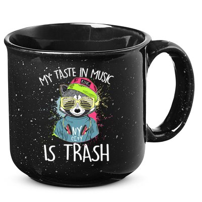 My Taste In Music Is Trash Hip Hop Hipster Raccoon 15oz Campfire Ceramic Mug