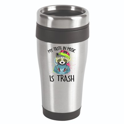 My Taste In Music Is Trash Hip Hop Hipster Raccoon 16oz Travel Tumbler