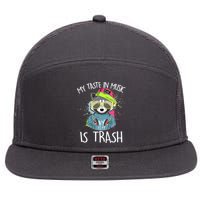My Taste In Music Is Trash Hip Hop Hipster Raccoon 7 Panel Mesh Trucker Snapback Hat