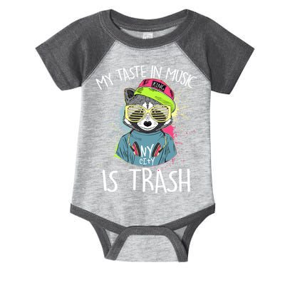 My Taste In Music Is Trash Hip Hop Hipster Raccoon Infant Baby Jersey Bodysuit