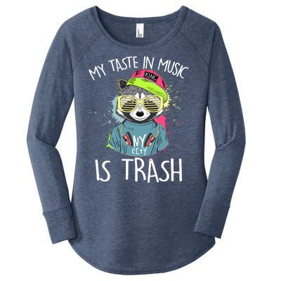 My Taste In Music Is Trash Hip Hop Hipster Raccoon Women's Perfect Tri Tunic Long Sleeve Shirt