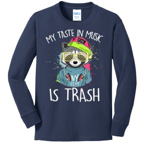 My Taste In Music Is Trash Hip Hop Hipster Raccoon Kids Long Sleeve Shirt