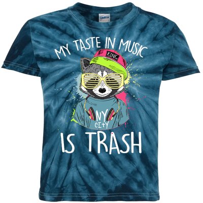 My Taste In Music Is Trash Hip Hop Hipster Raccoon Kids Tie-Dye T-Shirt