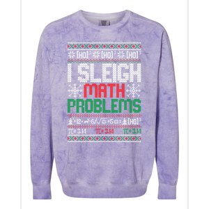 Math Teacher I Sleigh Math Problems Christmas Ugly Gift Colorblast Crewneck Sweatshirt