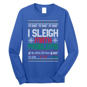 Math Teacher I Sleigh Math Problems Christmas Ugly Gift Long Sleeve Shirt