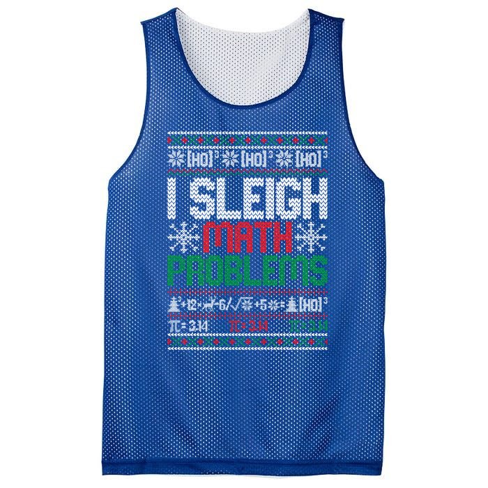 Math Teacher I Sleigh Math Problems Christmas Ugly Gift Mesh Reversible Basketball Jersey Tank