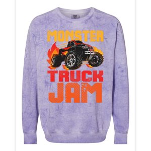 Monster Truck Jam Retro Huge Truck Colorblast Crewneck Sweatshirt