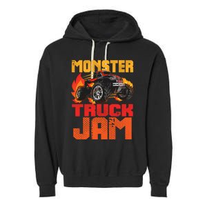 Monster Truck Jam Retro Huge Truck Garment-Dyed Fleece Hoodie