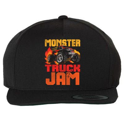 Monster Truck Jam Retro Huge Truck Wool Snapback Cap