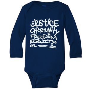 Mike Tomlin Justice Opportunity Equity Freedom Baby Long Sleeve Bodysuit