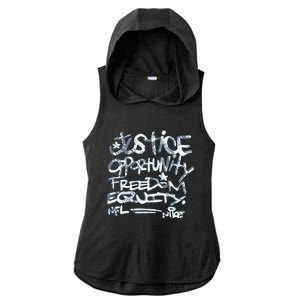 Mike Tomlin Justice Opportunity Equity Freedom Ladies PosiCharge Tri-Blend Wicking Draft Hoodie Tank