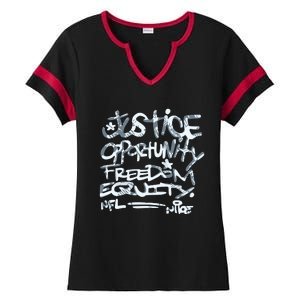 Mike Tomlin Justice Opportunity Equity Freedom Ladies Halftime Notch Neck Tee