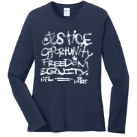 Mike Tomlin Justice Opportunity Equity Freedom Ladies Long Sleeve Shirt