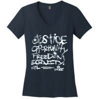 Mike Tomlin Justice Opportunity Equity Freedom Women's V-Neck T-Shirt