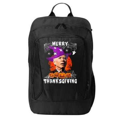 Merry Thanksgiving Joe Biden Confused Hippie Halloween Ghost City Backpack