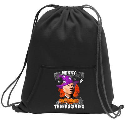 Merry Thanksgiving Joe Biden Confused Hippie Halloween Ghost Sweatshirt Cinch Pack Bag