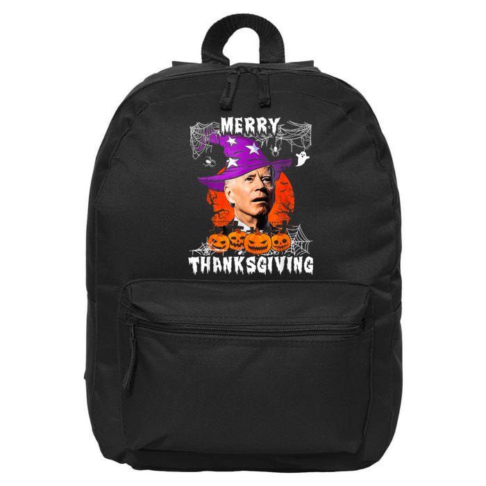 Merry Thanksgiving Joe Biden Confused Hippie Halloween Ghost 16 in Basic Backpack