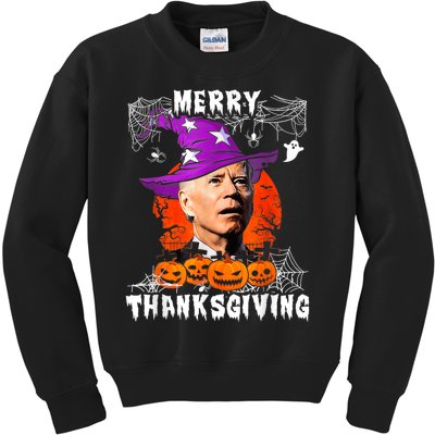 Merry Thanksgiving Joe Biden Confused Hippie Halloween Ghost Kids Sweatshirt