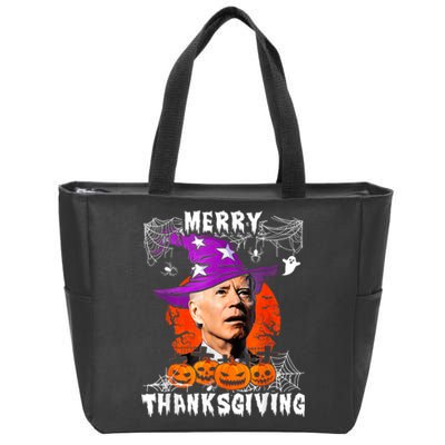 Merry Thanksgiving Joe Biden Confused Hippie Halloween Ghost Zip Tote Bag