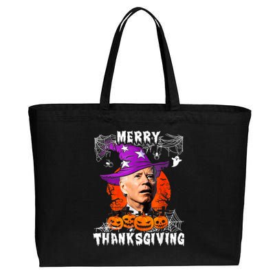 Merry Thanksgiving Joe Biden Confused Hippie Halloween Ghost Cotton Canvas Jumbo Tote