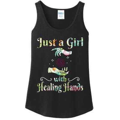 Massage Therapist Just a with Healing Hands Ladies Essential Tank