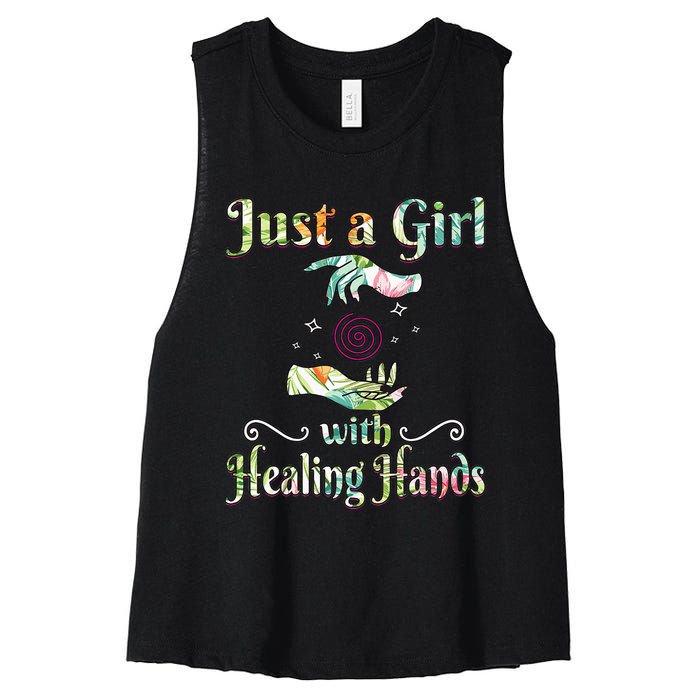 Massage Therapist Just a with Healing Hands Women's Racerback Cropped Tank