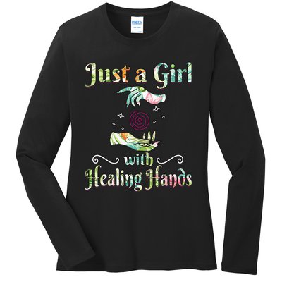 Massage Therapist Just a with Healing Hands Ladies Long Sleeve Shirt