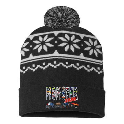 Monster Truck Jam Mom Momster Boy Mama Birthday Mothers Day USA-Made Snowflake Beanie