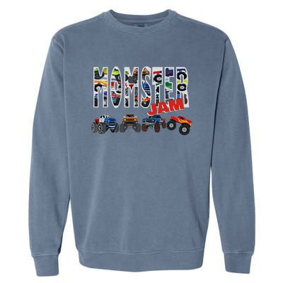 Monster Truck Jam Mom Momster Boy Mama Birthday Mothers Day Garment-Dyed Sweatshirt