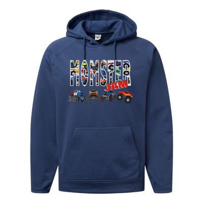 Monster Truck Jam Mom Momster Boy Mama Birthday Mothers Day Performance Fleece Hoodie