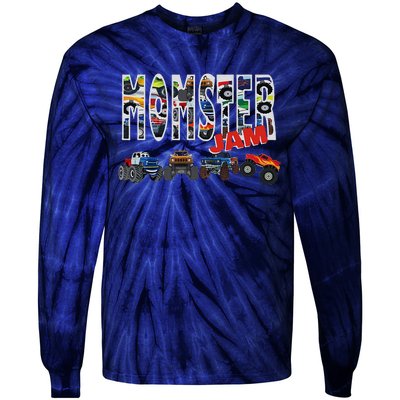 Monster Truck Jam Mom Momster Boy Mama Birthday Mothers Day Tie-Dye Long Sleeve Shirt