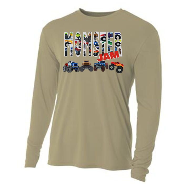 Monster Truck Jam Mom Momster Boy Mama Birthday Mothers Day Cooling Performance Long Sleeve Crew