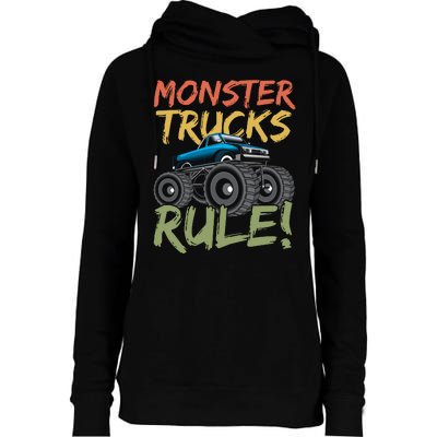 Monster Truck Jam Monster Trucks Rule Birthday Boy Gifts Womens Funnel Neck Pullover Hood