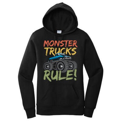 Monster Truck Jam Monster Trucks Rule Birthday Boy Gifts Women's Pullover Hoodie