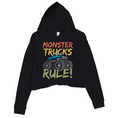 Monster Truck Jam Monster Trucks Rule Birthday Boy Gifts Crop Fleece Hoodie