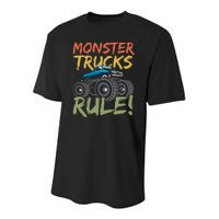 Monster Truck Jam Monster Trucks Rule Birthday Boy Gifts Youth Performance Sprint T-Shirt