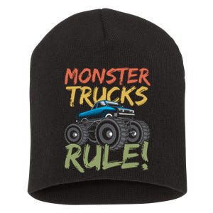 Monster Truck Jam Monster Trucks Rule Birthday Boy Gifts Short Acrylic Beanie