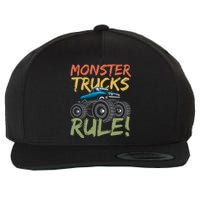 Monster Truck Jam Monster Trucks Rule Birthday Boy Gifts Wool Snapback Cap