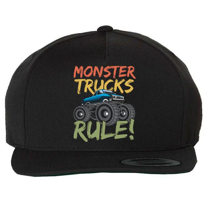 Monster Truck Jam Monster Trucks Rule Birthday Boy Gifts Wool Snapback Cap