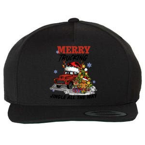 Merry Trucking Jingle All The Way Christmas Wool Snapback Cap