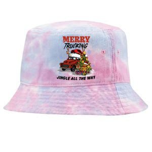 Merry Trucking Jingle All The Way Christmas Tie-Dyed Bucket Hat