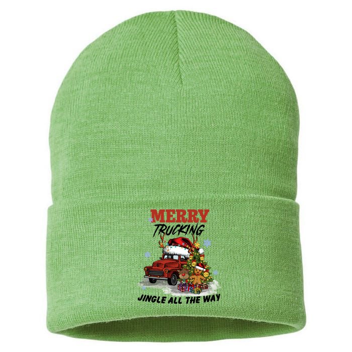 Merry Trucking Jingle All The Way Christmas Sustainable Knit Beanie