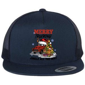 Merry Trucking Jingle All The Way Christmas Flat Bill Trucker Hat